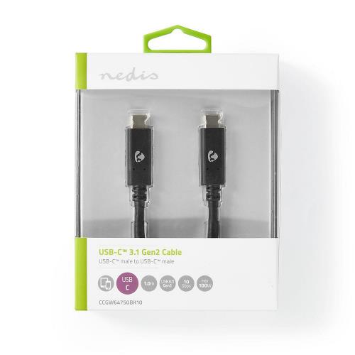 Nedis CCGW64750BK10 USB 3.1 Cable (Gen2) | USB-CT Male - USB-CT Male | 1.0 m | Black