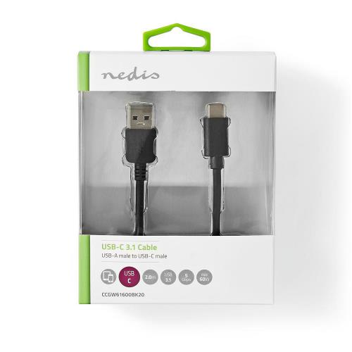 Nedis CCGW61600BK20 USB 3.1 Cable | USB-CT Male - A Male | 2.0 m | Black