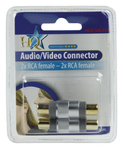 HQ HQS-SAC011 RCA koppelstuk 2xf - 2xf audio verguld