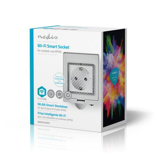 Nedis WIFIPO10FWT Wi-Fi Smart Stopcontact voor Buiten | Weersbestendig | IP55 | 16 A