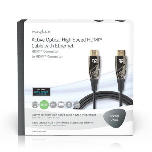 Nedis CVBG3400BK500 High Speed HDMIT-Kabel met Ethernet | AOC | HDMIT-Connector - HDMIT-Connector | 50,0 m | Zwart
