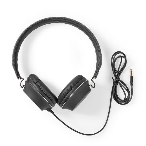 Nedis FSHP100AT Bedrade Koptelefoon met Geweven Stof Bekleed | On-Ear | Audiokabel 1,2 m | Antraciet / Zwart