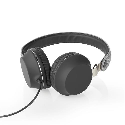 Nedis FSHP100GY Bedrade Koptelefoon met Geweven Stof Bekleed | On-Ear | Audiokabel 1,2 m | Grijs / Zwart