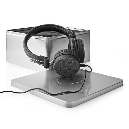 Nedis FSHP200AT Bedrade Koptelefoon met Geweven Stof Bekleed | On-Ear | Audiokabel 1,2 m | Antraciet / Zwart