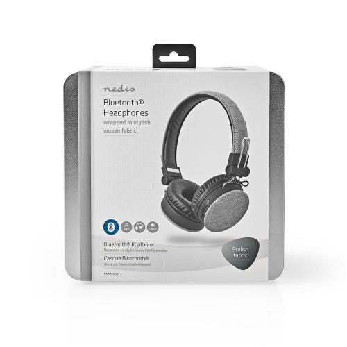 Nedis FSHP250GY Bluetooth®-Koptelefoon met Geweven Stof Bekleed | On-Ear |18 Uur Afspeeltijd | Grijs / Zwart