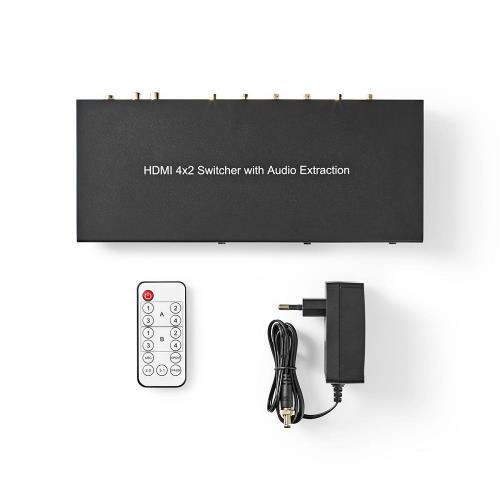 Nedis VMAT3472AT HDMIT Matrix-Switch | 4-to-2-Poorts - 4x HDMIT-Ingang | 2x HDMIT-Uitgang | 4K@60Hz
