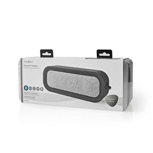 Nedis FSBS100GY Bluetooth®-Speaker met Geweven Stof Bekleed | 30 W | Tot 6 Uur Speeltijd | Waterdicht | Grijs / Zwart