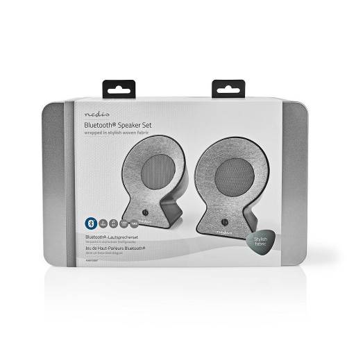 Nedis FSBS120GY Bluetooth®-Speakerset met Geweven Stof Bekleed | 2x 15 W | Tot 4 Uur Speeltijd | True Wireless Stereo...