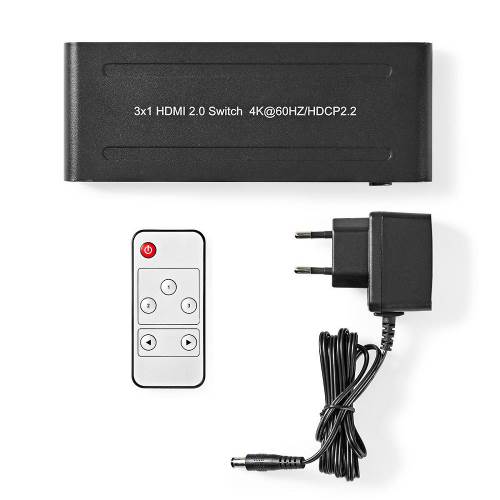 Nedis VSWI3473AT HDMIT Switch | 3-Poorts - 3x HDMIT-Ingang | 1x HDMIT-Uitgang | 4K2K@60FPS / HDCP2.2