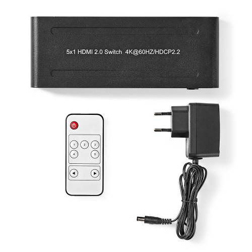 Nedis VSWI3475AT HDMIT Switch | 5-Poorts - 5x HDMIT-Ingang | 1x HDMIT-Uitgang | 4K2K@60FPS / HDCP2.2