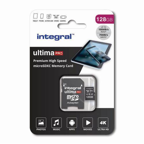 Integral INMSDX128G-100/90V30 microSDXC / SD Geheugenkaart V30 128 GB