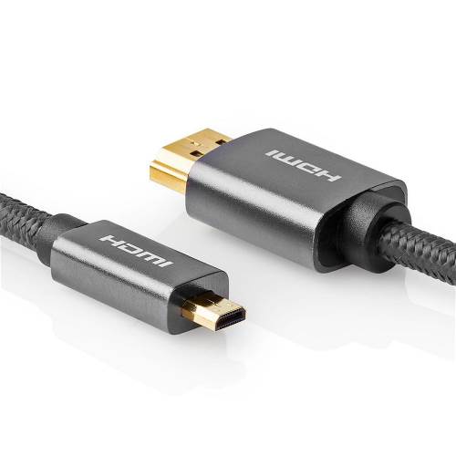 Nedis CVTB34700GY20 High Speed HDMI-kabel met Ethernet | HDMIT-Connector - HDMIT-Microconnector | Gun Metal Grey | Ge...