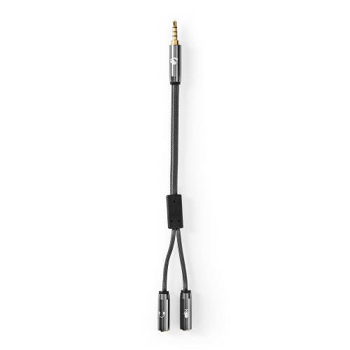 Nedis CATB22150GY02 Stereo-Audiokabel | 3,5 mm Male - 2x 3,5 mm Female | Gun Metal Grey | Gevlochten kabel