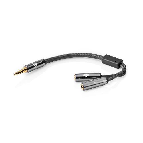 Nedis CATB22150GY02 Stereo-Audiokabel | 3,5 mm Male - 2x 3,5 mm Female | Gun Metal Grey | Gevlochten kabel