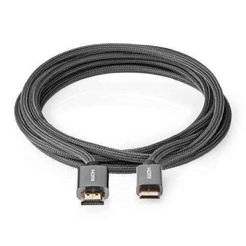 Nedis CVTB34500GY20 High Speed HDMIT-Kabel met Ethernet | HDMIT-Connector - HDMIT-Ministekker | Gun Metal Grey | Gevl...