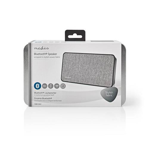 Nedis FSBS110GY Fabric Bluetooth® Speaker | 15 W | Tot 4 uur speeltijd | Digitale Wekker | Grijs / Zwart