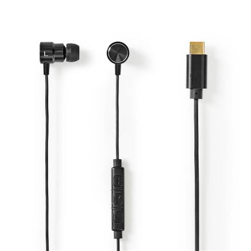 Nedis HPWD2070BK In-Ear Koptelefoon | USB-CT | Kabel 1,2 m | Spraakassistent | Zwart