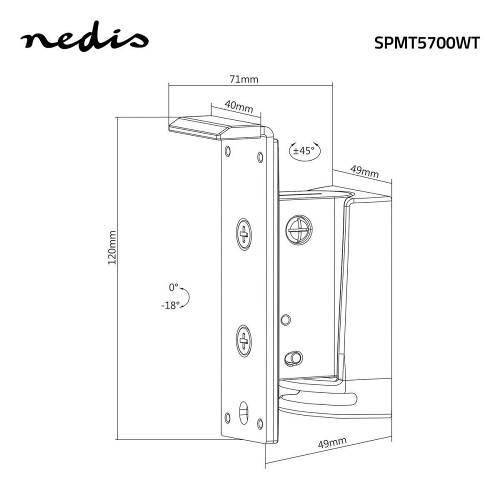 Nedis SPMT5100WT Muurbeugel voor Speakers | Voor Sonos® PLAY:1T | Kantelbaar en Draaibaar | Max. 3 kg