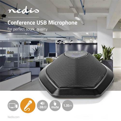 Nedis MICCU100BK Bedrade Microfoon | Conferentie | Mute-Knop | USB