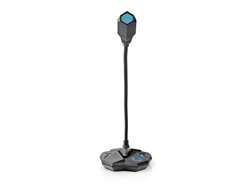 Nedis GMICGU100BK Desktop Gaming-Microfoon | Flexibele Nek | USB | Mute-Knop | 3,5 mm Stereo-Audioconnector