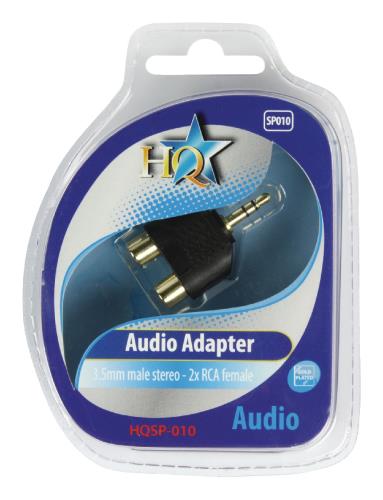 HQ HQSP-010 Audio adapter 3.5mm mannelijk stereo - 2x RCA vrouwelijk