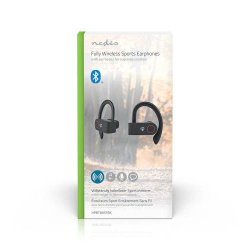 Nedis HPBT8051BK Volledig draadloze Bluetooth®-sport oordopjes | 8 uur afspeeltijd | Oorhaakjes | Spraakbediening | C...