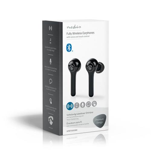 Nedis HPBT5055BK Volledig draadloze Bluetooth®-oordopjes | 6 uur afspeeltijd | Spraakbediening | Aanraakbediening | C...