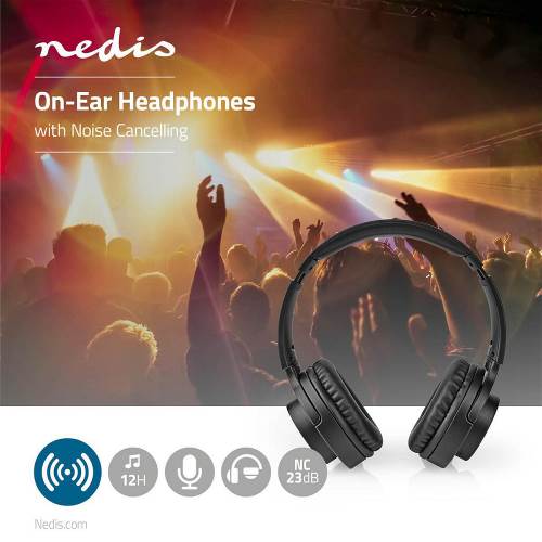 Nedis HPBT2160BK Draadloze koptelefoon | Bluetooth ® | Op het oor | Opvouwbaar | Ruisonderdrukking | Zwart