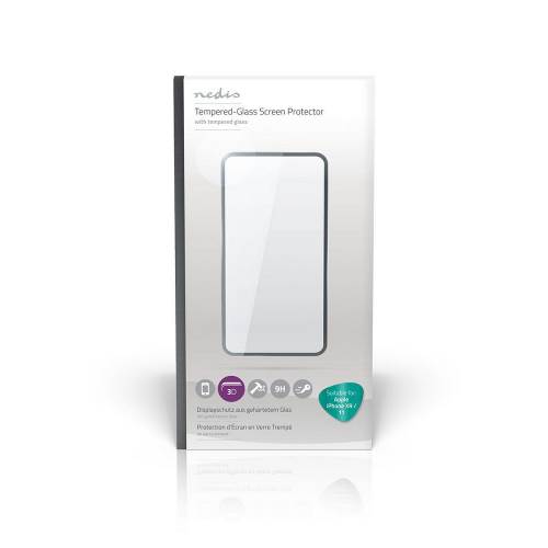 Nedis SFGP20001TP Screenprotector van Glas voor Apple iPhone XR / 11 | Full Cover | 3D Curved | Transparant / Zwart