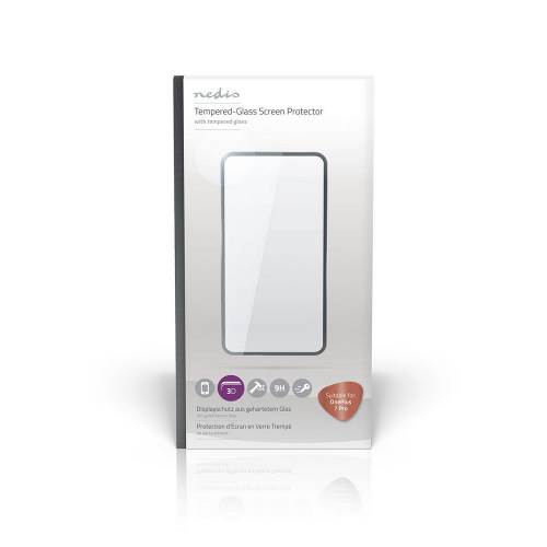 Nedis SFGP50001TP Screenprotector van Glas voor Oneplus 7 Pro | Full Cover | 3D Curved | Transparant / Zwart