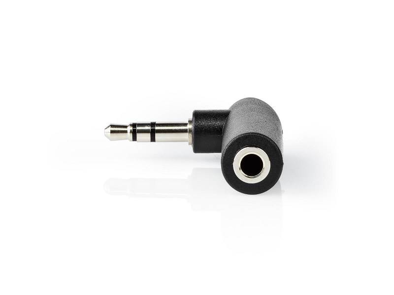 Nedis CAGB22975BK Stereo-Audioadapter | 3,5 mm Male - 3,5 mm Female | 90° Gehoekt | 3-Polig | Zwart