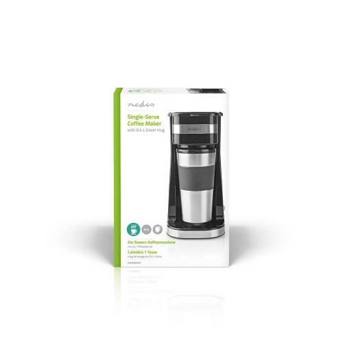 Nedis KACM300FBK 1-Kops Koffiezetapparaat | Dubbelwandige Reisbeker | 0,42 L | Zwart